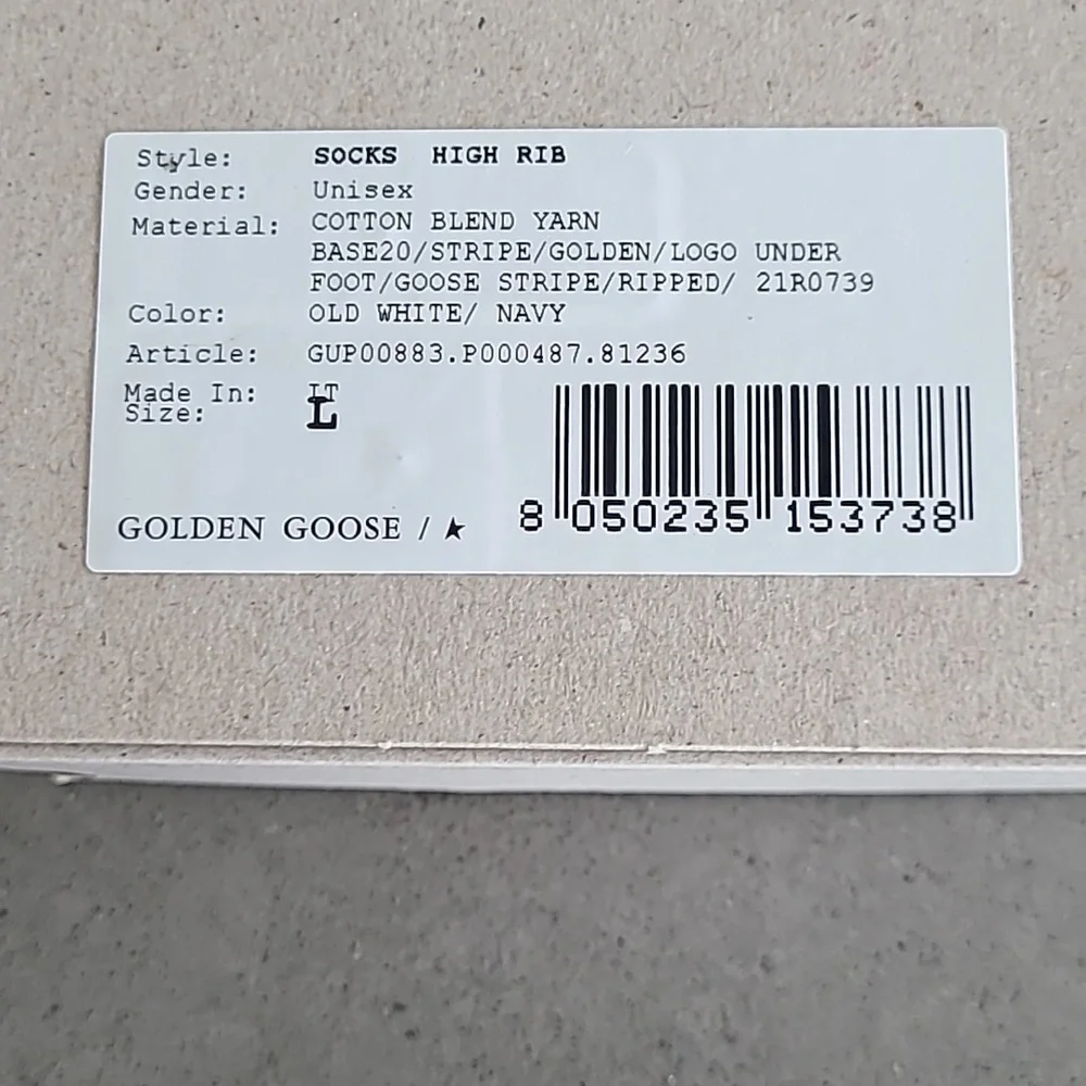 NWT Golden Goose Cotton socks with distressed finishes, blue stripes and logo
